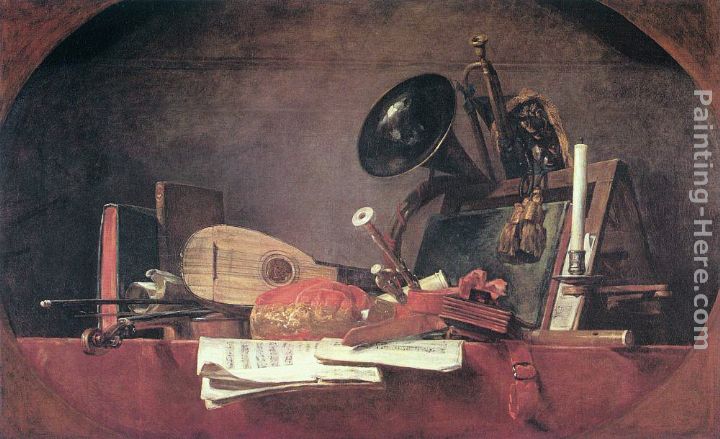 The Attributes of Music painting - Jean Baptiste Simeon Chardin The Attributes of Music art painting